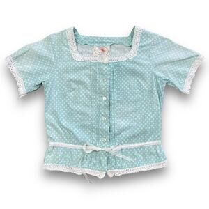 Vintage 70s 80s Laura Ashley Cropped Prairie‎ SS Blouse SZ US 8